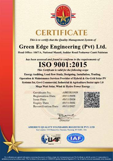 ISO 9001:2015 certificate document preview