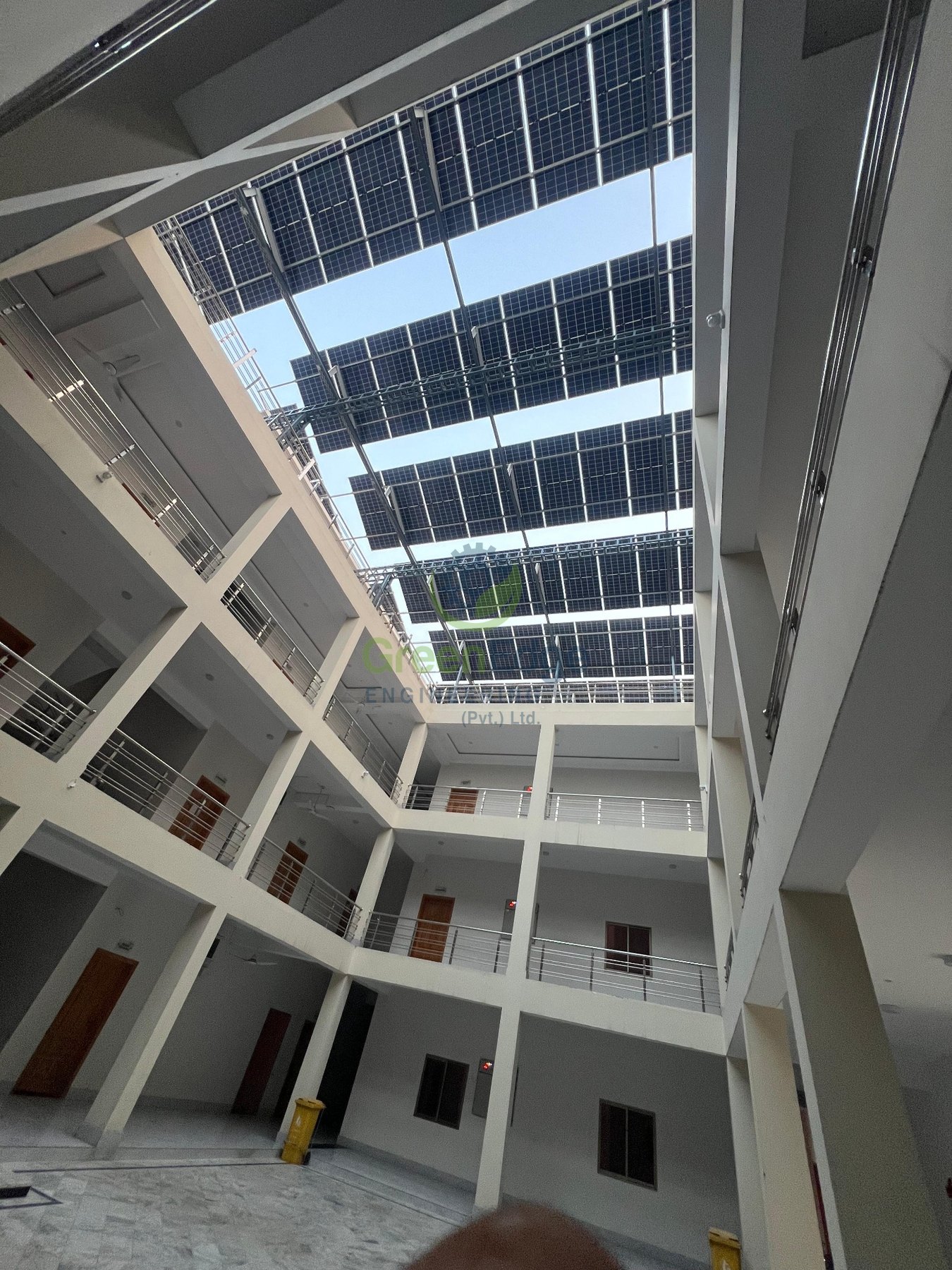 Solar panels installed over the courtyard